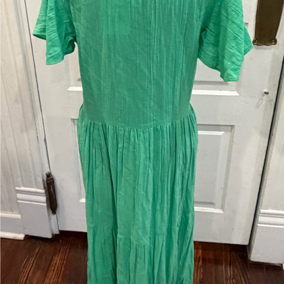 Oliphant Tuckernuck NWT Bahama Green Cotton Gauze V Neck Maxi Dress Sz L - Picture 5 of 14